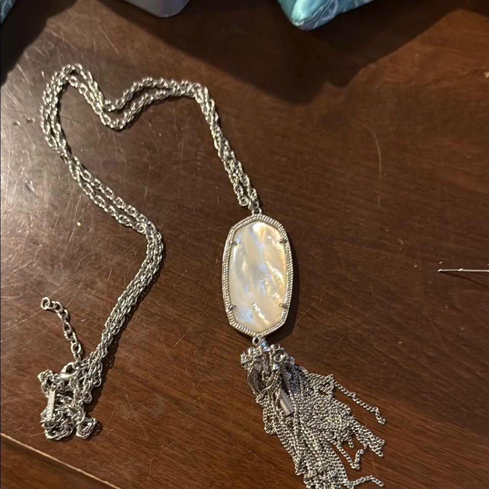 Kendra Scott “Rayne” Silver Necklace with White Pendant